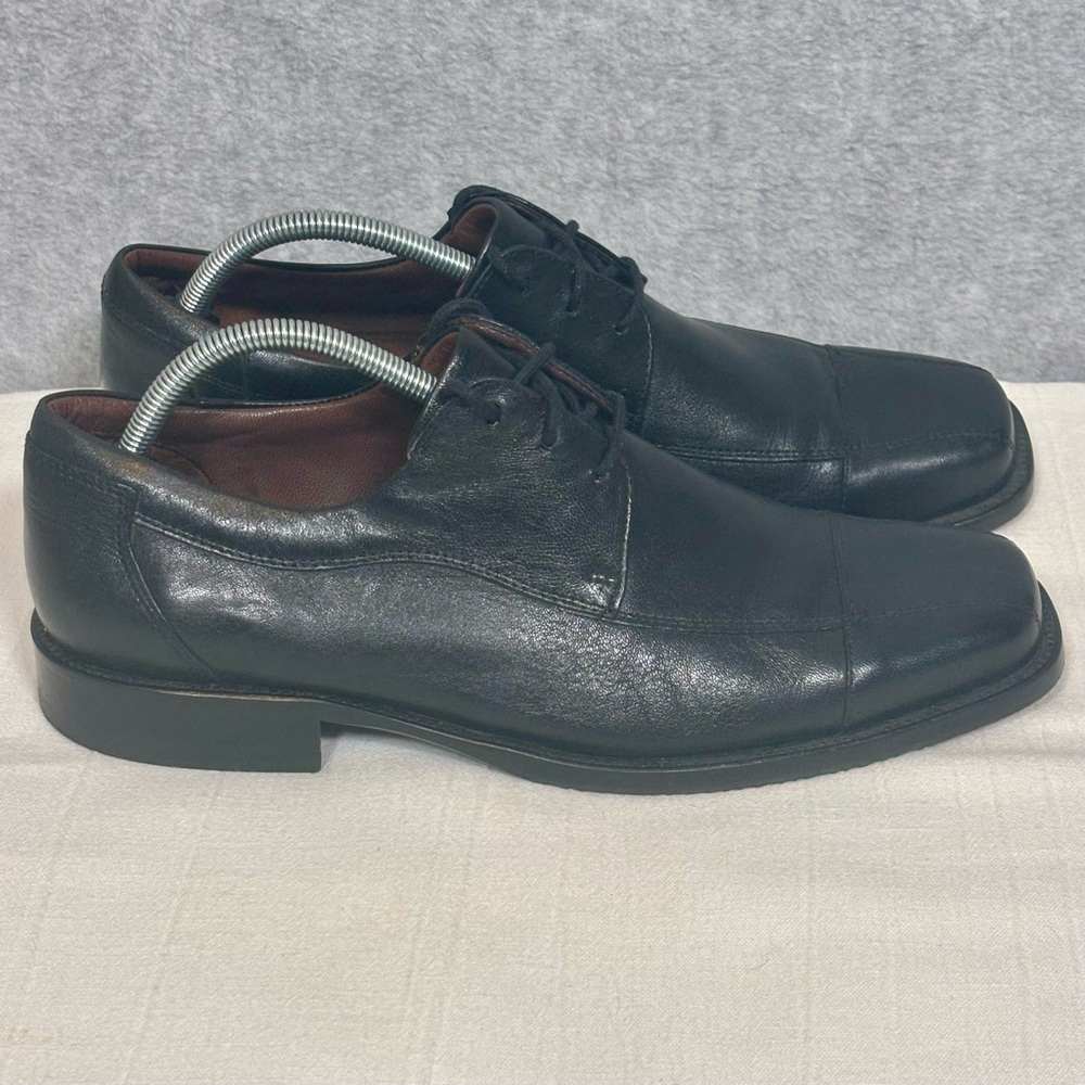 Johnston & Murphy Dobson Cap-Toe Leather Oxford Shoes-Black-Men Size 10.5